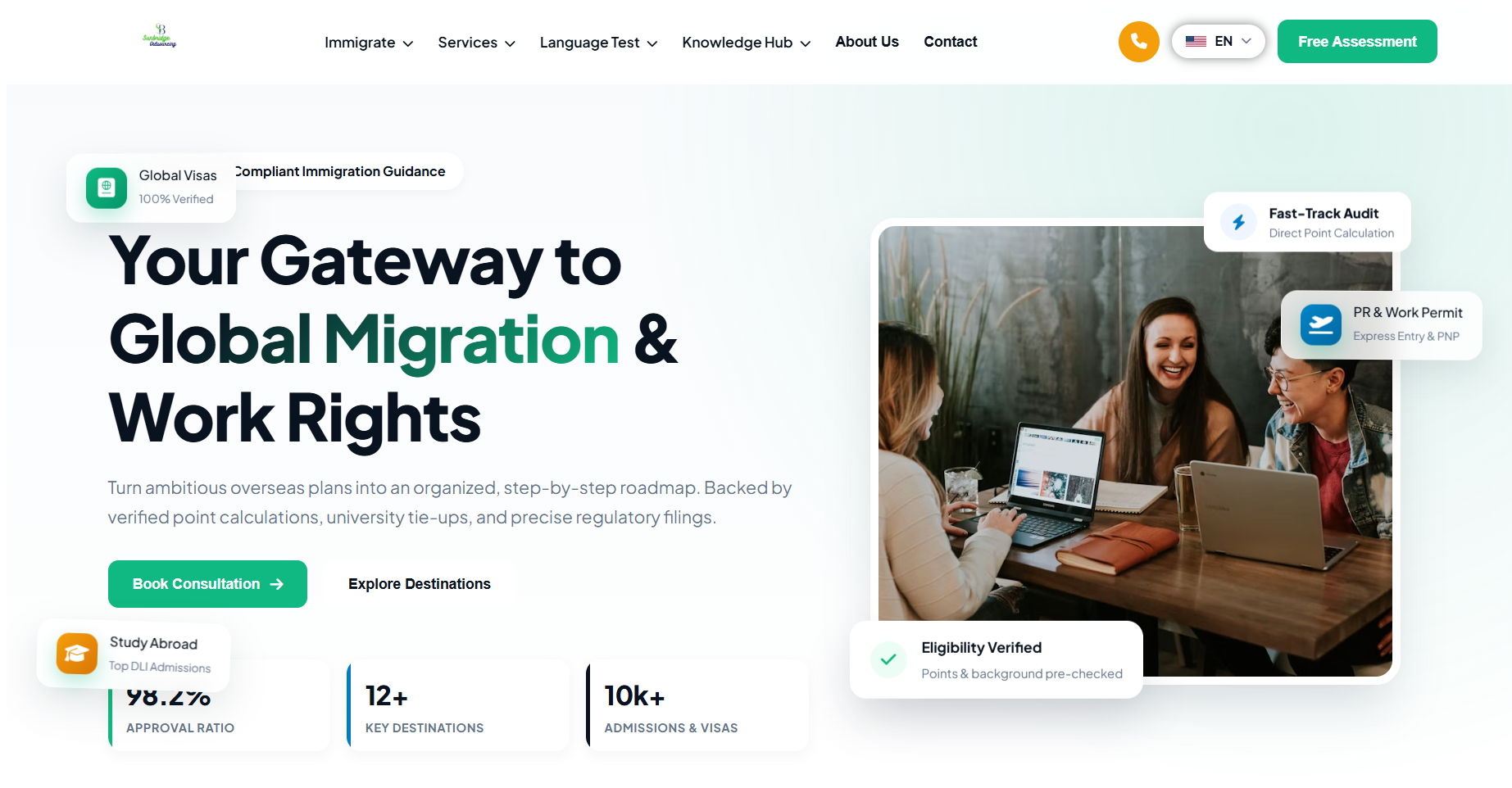 Sunbridge immigration website preview